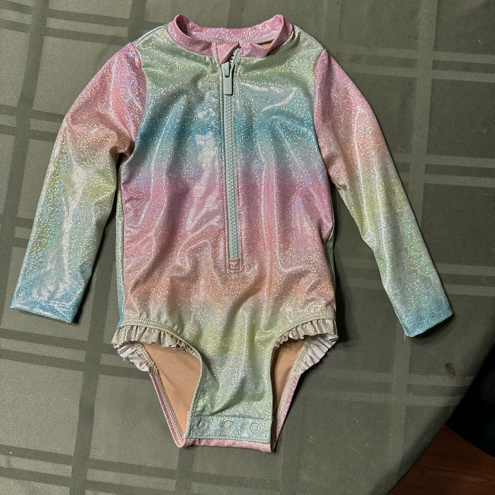 Kids Sparkly Pastel One Piece Swim Suit